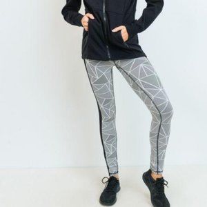 JACQUARD MOSAIC PRINT BLOCK HIGHWAIST LEGGINGS